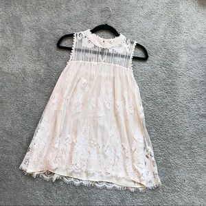 Mock Neck Cream Lace Top